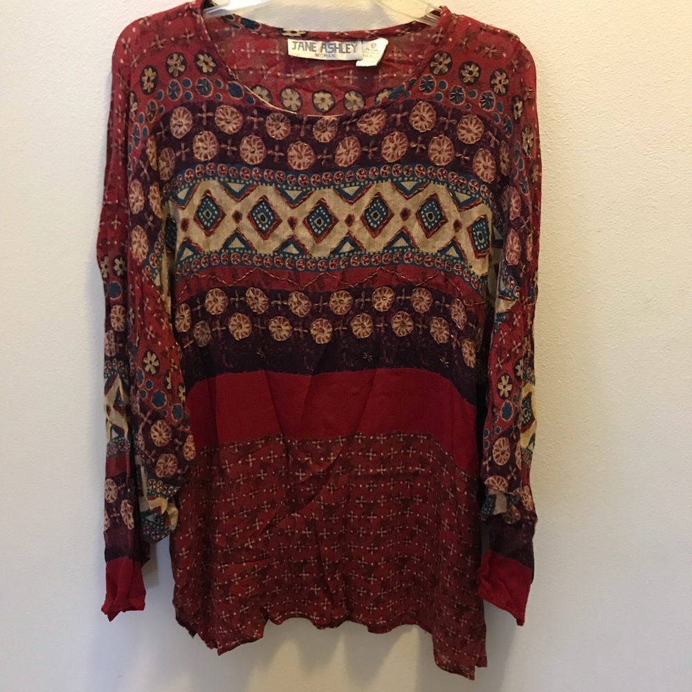Long sleeve red blouse
